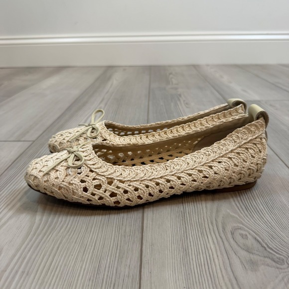 Kelsi Dagger Brooklyn Shoes - Kelsi Dagger Brooklyn Frankie Crochet Ballet Flat Cream Ivory Bow Shoes 9